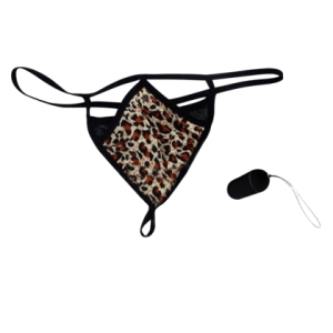 LEOPARD GRAIN UNDERWEAR REMOTE CONTROL VIBRATING T-BACK VP-002